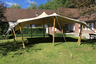 Pack tente nomade prête à monter : toile 550 gr Supérieur Sable 5x5m