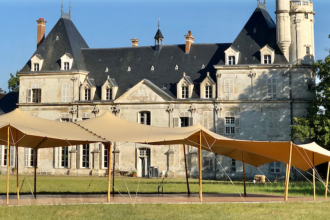 Pack tente nomade prête à monter : toile 550 gr Supérieur Sable 5x5m